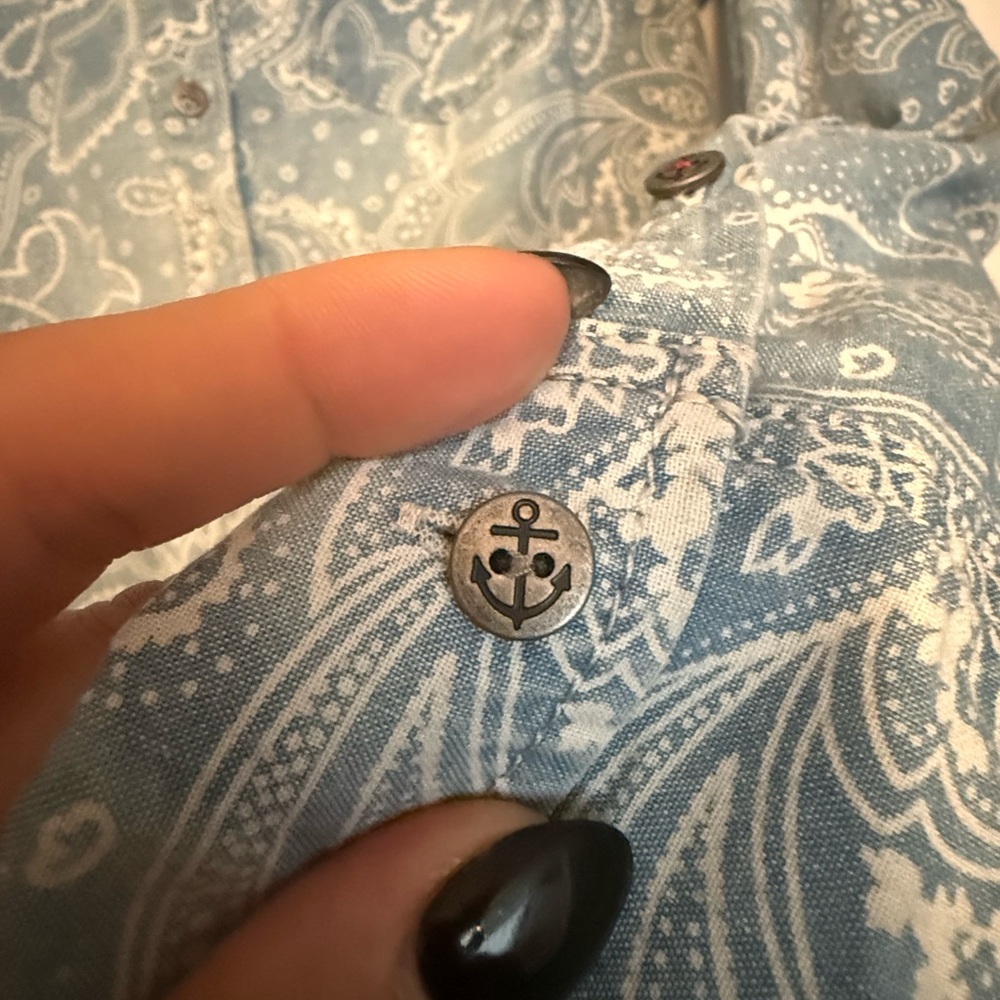 Lands End Paisley Button-Up Chambray Shirt - Picture 4 of 4